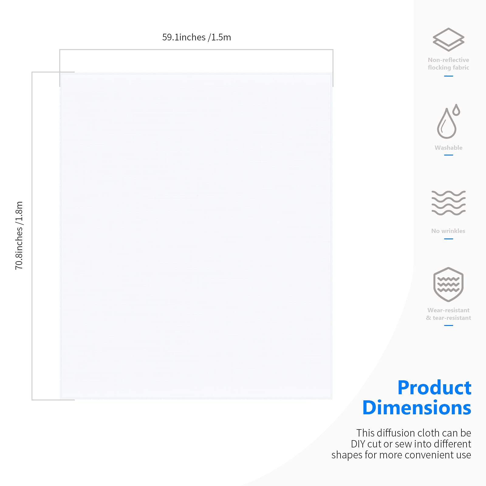 Neewer 2 Yard X 60 Inch/1.8M X 1.5M Polyester White Seamless Diffusion Fabric For Photography Softbox,Light Tent And Lighting Li