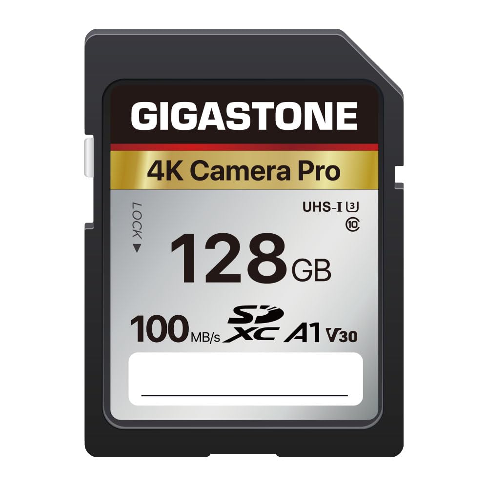[5-Yrs Free Data Recovery] GIGASTONE 128GB Memory Card 4K Pro Series Speed Up to 100MB/s Compatible with Canon Nikon Sony Camcorder, A1 V30 UHS-I