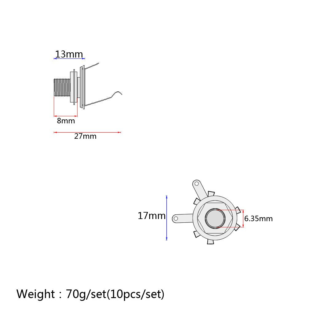 Ruijotwat 1 Set Of 10 Black Mono 1/4 Jack Socket For Lp Tl Guitar