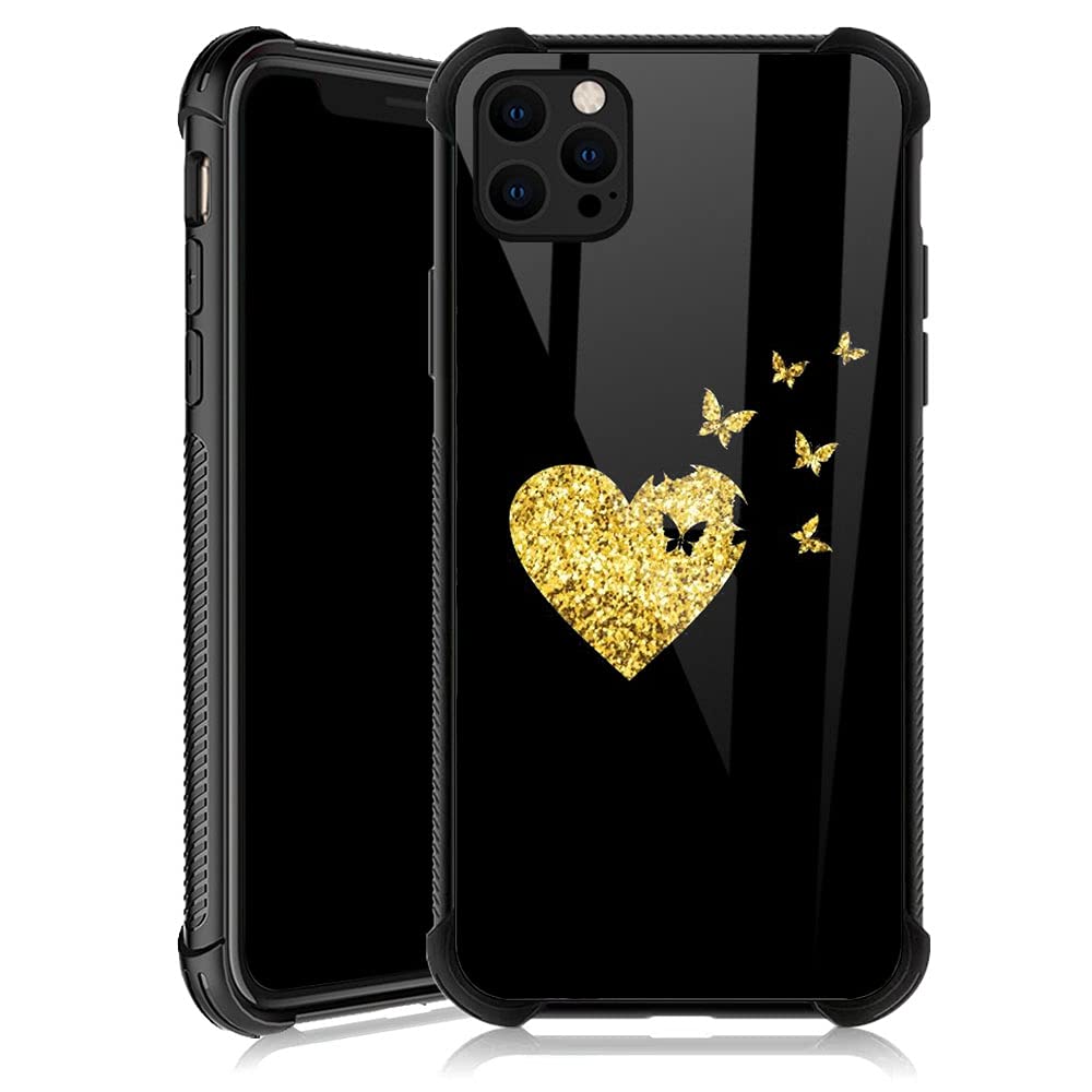 Zhegailian Iphone 13 Mini Case,Golden Love Butterfly Iphone 13 Mini Cases For Girls,Reinforced Corners Soft Tpu Bumper Shockproo