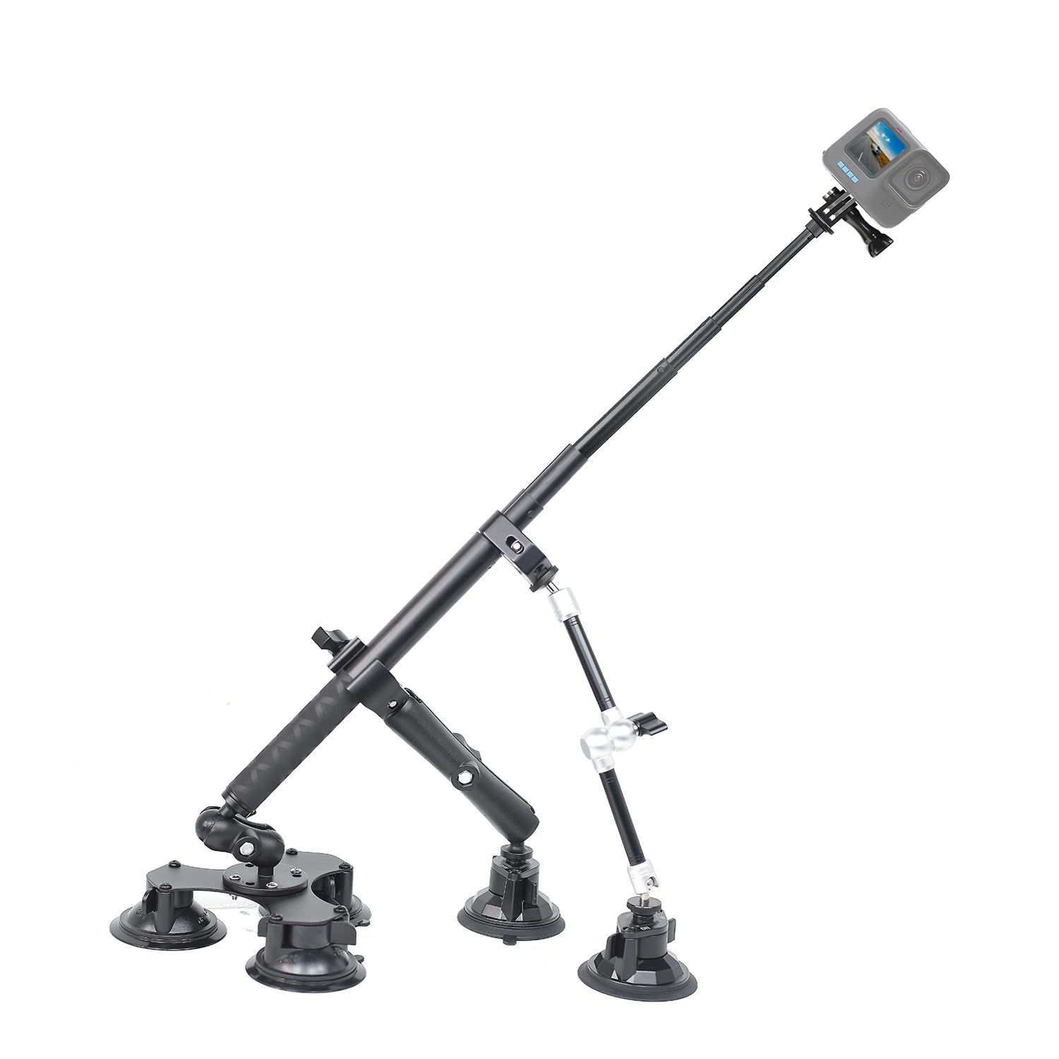 Fotoleey 360 Camera Suction Cup Car Mount Kit For Insta360 X4, X3, Gopro Max, Hero 12, Hero 11 For Heavy Duty Low Altitude Car F