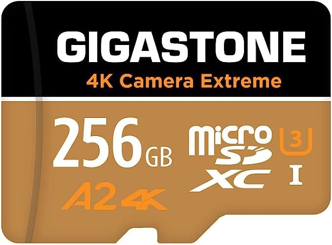 [5 Yrs Free Data Recovery] GIGASTONE 256GB Micro SD Card, 4K Camera Extreme MAX, MicroSDXC Memory Card for Switch, GoPro, Action Camera, DJI, R/W up to 160/130MB/s, UHS I U3 A2 4K C10, with Adapter
