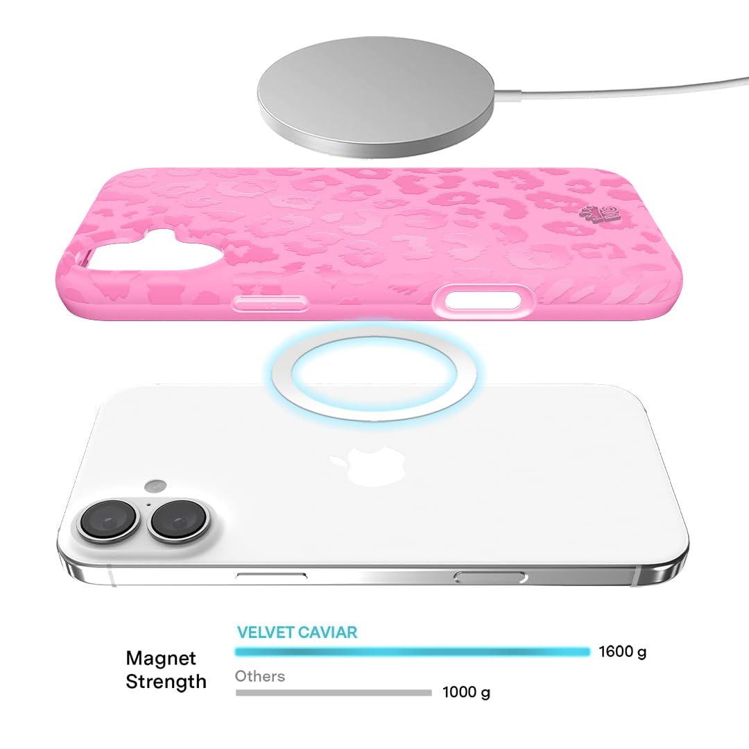 Velvet Caviar For Iphone 16 Case Pink Leopard Cheetah Print [8Ft Drop Tested] Compatible With Magsafe (Hot Pink Leopard)