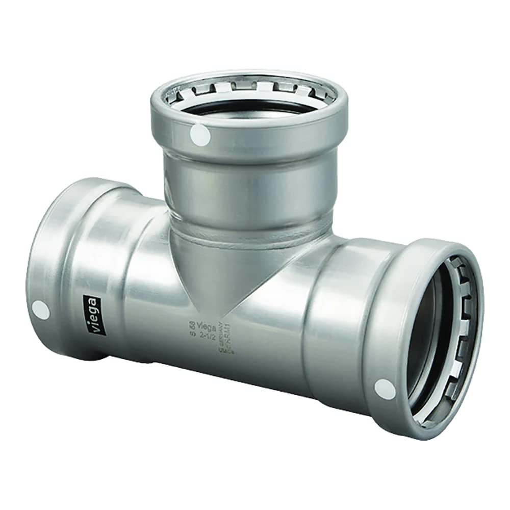 Viega Megapress 4'' Carbon Steel Tee W/Fkm - Triple Press Connection - Smart Connect Technology,WBIASB08C267R59