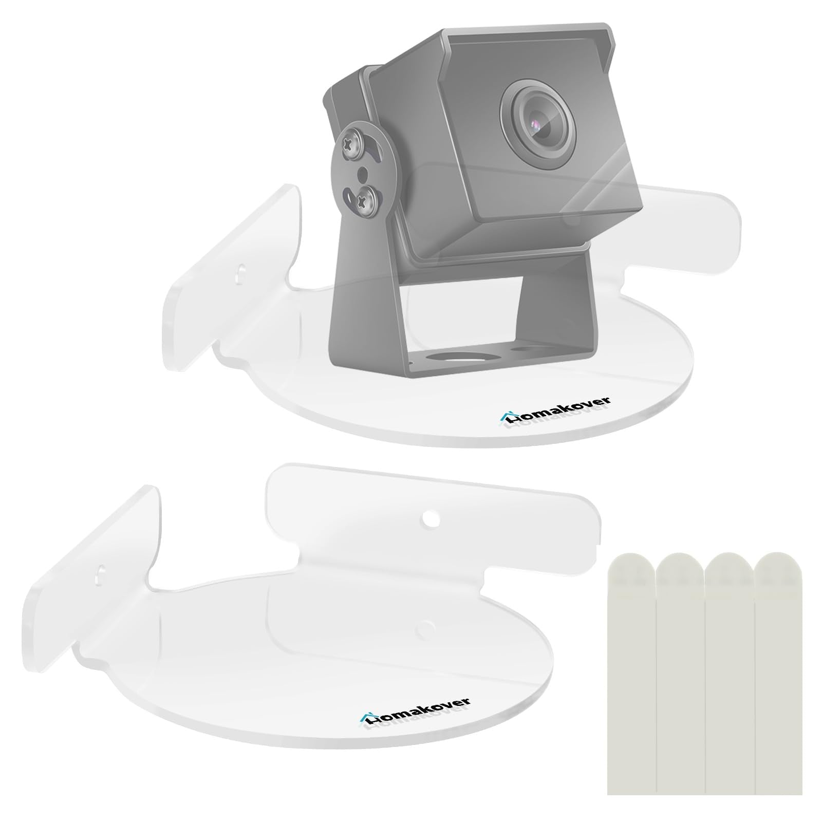 2 Pack Acrylic Mini Circular Corner Shelf Mount for Security Cameras, Baby Monitors, Plants & More, Universal Cam Holder, Easy t