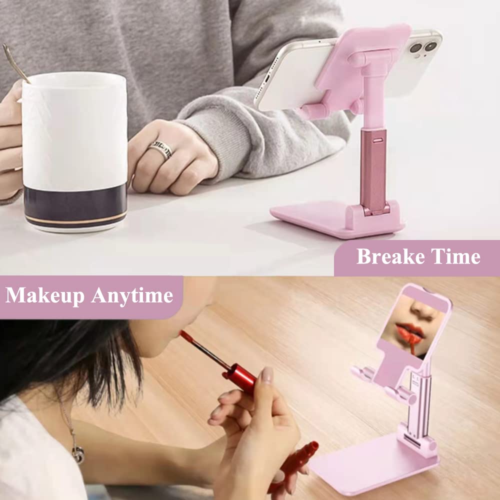 Meetuo 2 Pcs Cell Phone Stand, Adjustable Angle Height Phone Stand For Desk, Foldable Portable Phone Holder For Iphone 14/13/12/