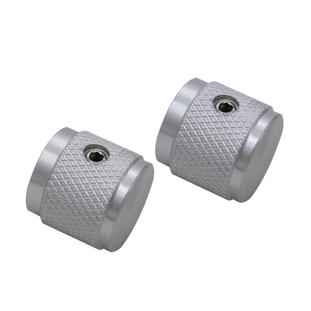 Mxuteuk 4Pcs Silver Aluminum Alloy Potentiometer Control Knob Volume Audio Electric Guitar Bass Screw Type 17 X 16Mm (D*H) Knob