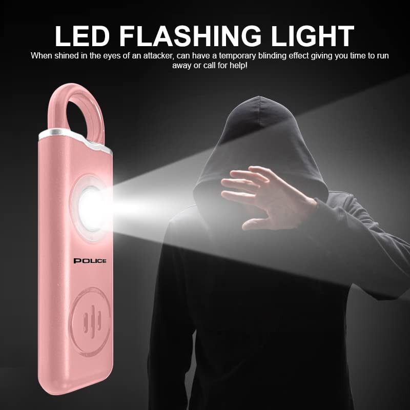 Police Personal Alarm Keychain For Women   130Db Siren Alarm, Led Flashlight With Strobe Light Rechargeable Safety Alarm   Pink