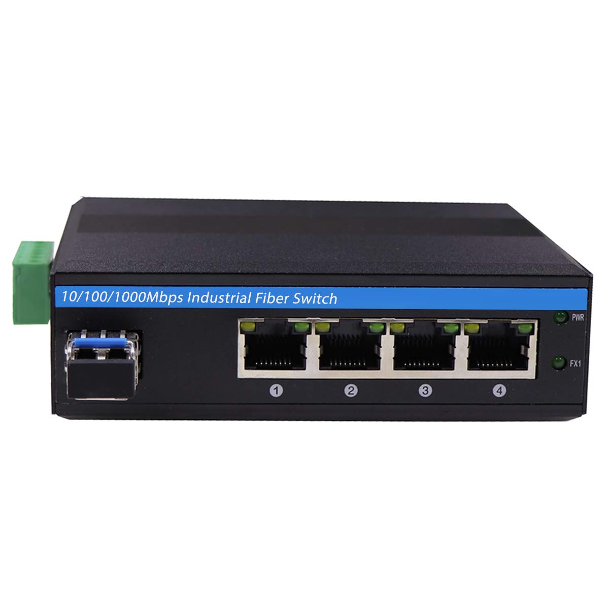 Olycom Harsh Outdoor 5 Port Gigabit Ethernet Fiber Converter, Industrial Din Rail Network Switch, 100/1000Base T To Lc, Up To 20