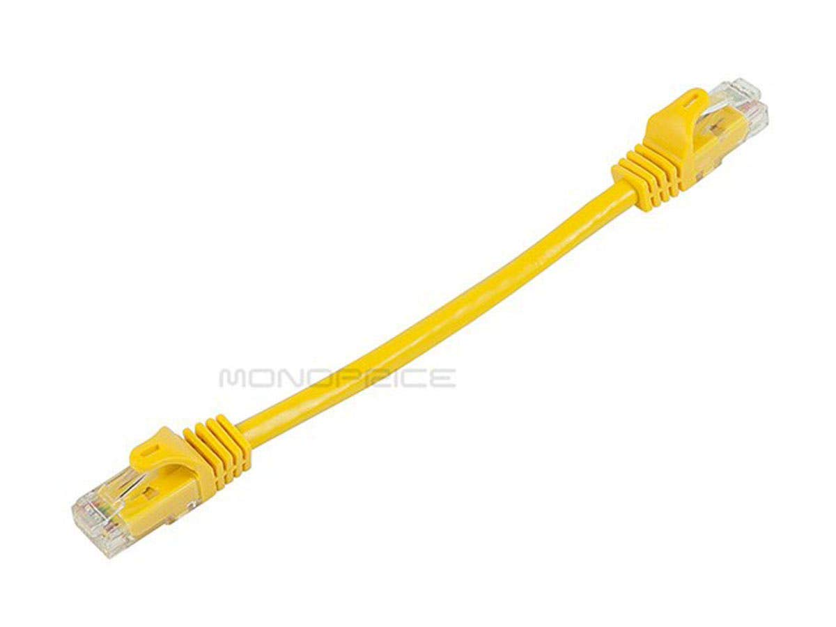 Monoprice Cat6 6In Yellow Patch Cable Utp 24Awg 550Mhz Pure Bare Copper Snagless Rj45 Flexboot Series Ethernet Cable