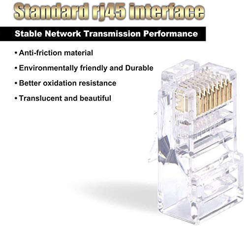 Vcelink Rj45 Cat5E Cat5 Pass Through Connectors, Cat5E Rj45 Ends, Rj45 Modular Plugs For Solid Or Stranded Utp Network Cable 100