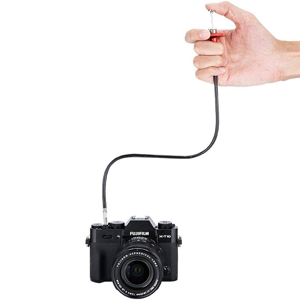 Jjc 40Cm Red Mechanical Cable Shutter Threaded Release, Bulb-Lock Design For Long Exposure, Fits Fuji Xt1 Xt2 Xt3 Xt4 X100T Leic