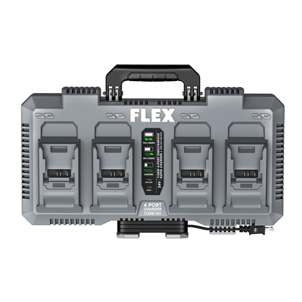 Flex 24V 1120W 4 Port Simultaneous Lithium Ion Battery Rapid Charger (280W Per Port)   Fx0451 Z
