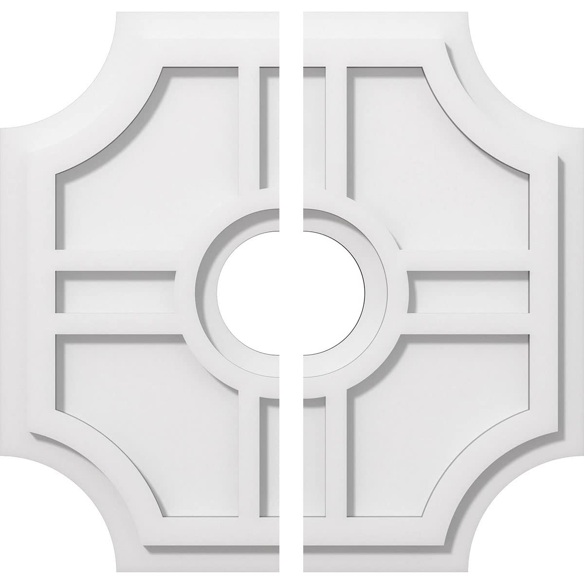 Ekena Millwork Cmp18Hs2 04000 Haus Architectural Grade Pvc Contemporary, Two Piece Urethane Ceiling Medallions 18''Od X 4''Id X