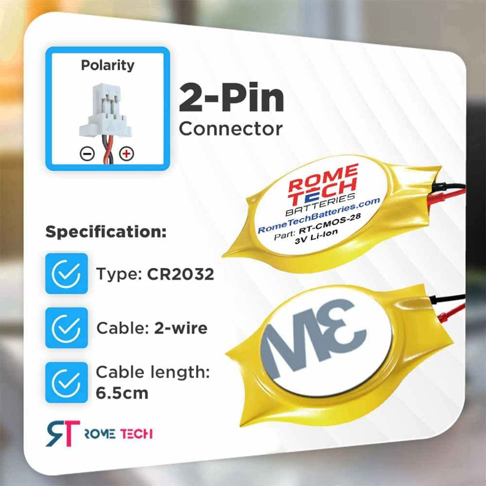 Rome Tech Cr2032 Cmos Battery For Dell Inspiron 13 5390 / Dell Inspiron 13 7378  Laptop Backup Bios Rtc 3V Cr 2032
