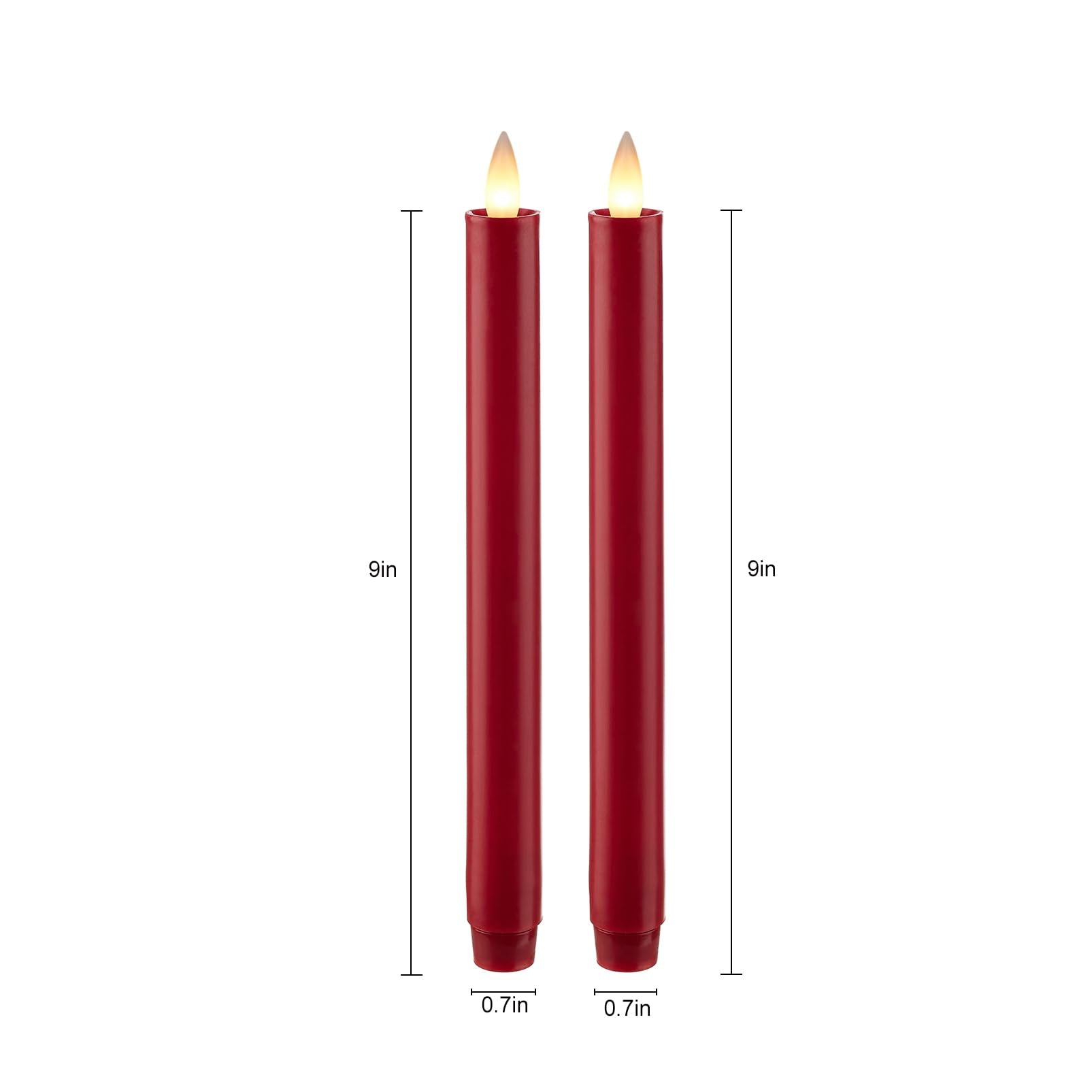 Cozierglow Wax Flameless Taper Candles Flickering With Remote And Timer, 3D Moving Flame Battery Candles To 400 Hours, 9 Inch Pa