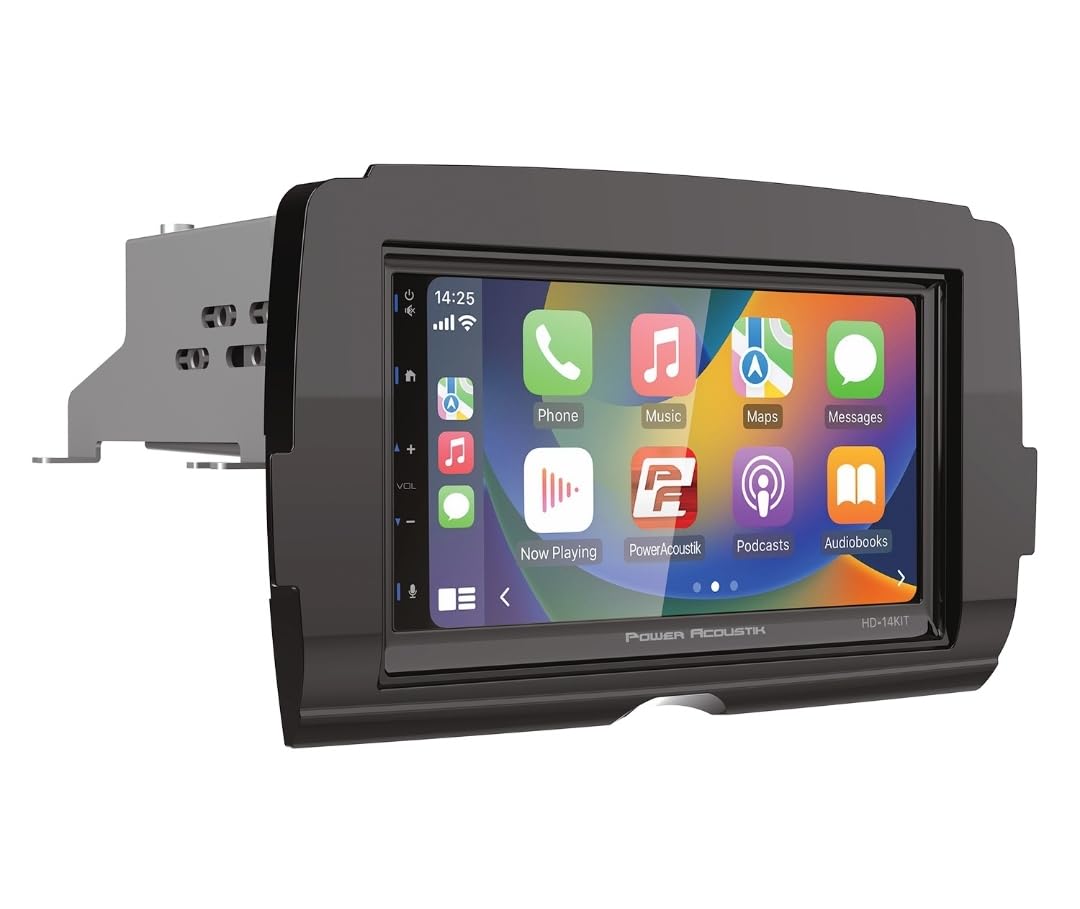 Power Acoustik Hd 14Kit, Harley Davidson 7 Inch Apple Carplay Android Replacement Radio For 2014+ Touring Motorcycle, Exact Fit