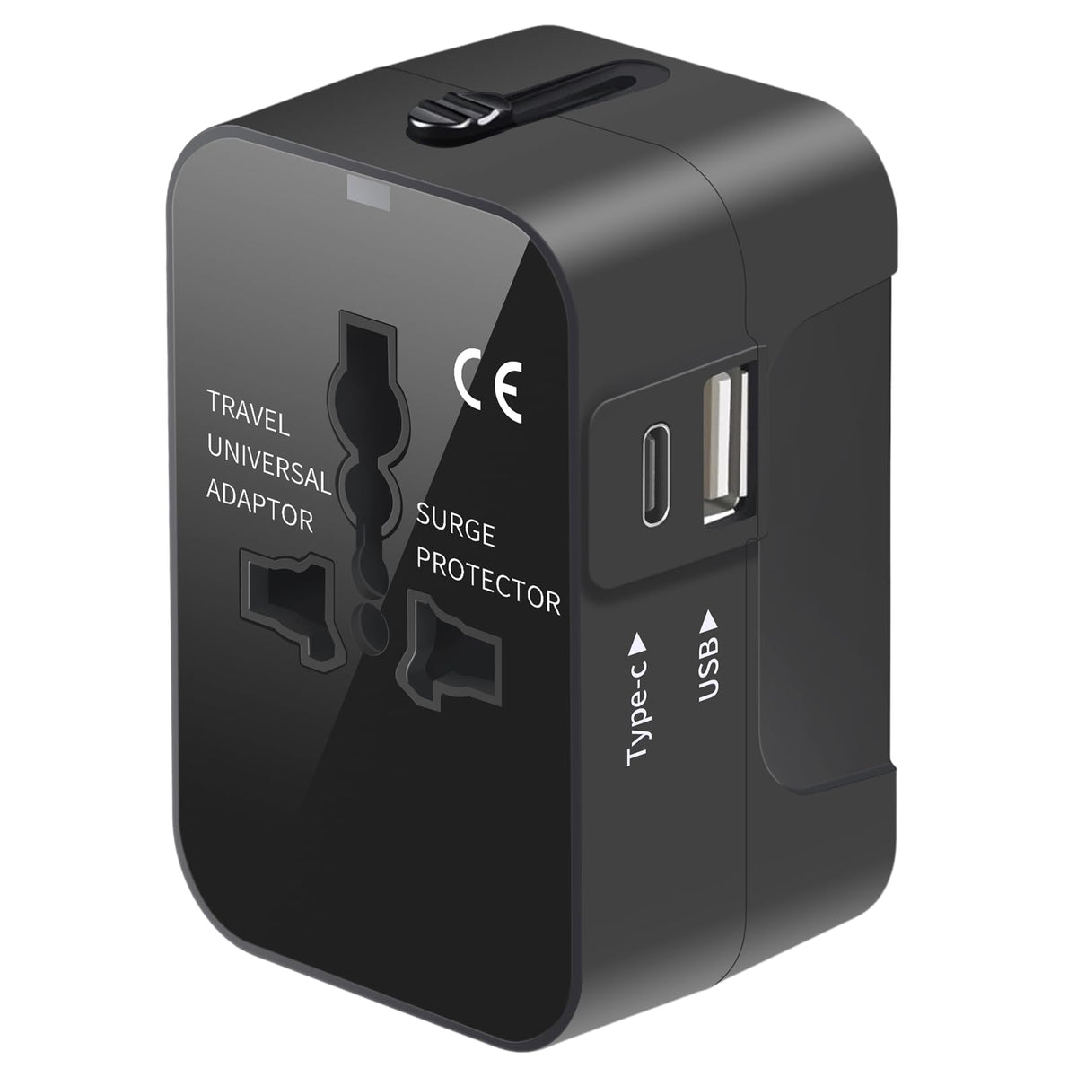 Travel Adapter, Worldwide All In One Universal Travel Adaptor Ac Power Plug Adapter Wall Charger With Usb C And Usb A Charging Ports For Usa Eu Uk Aus Black