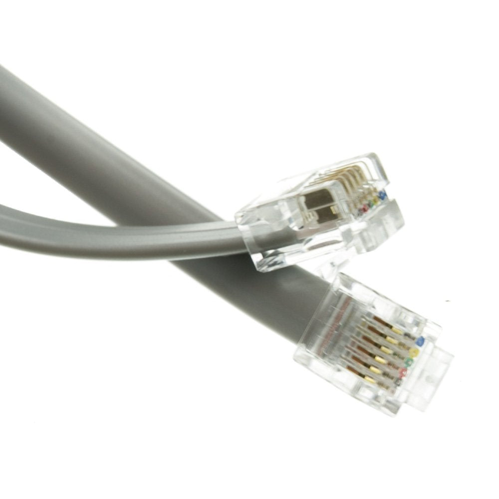 Cablewholesale 1 Feet Telephone Cord (Data), Rj12 Gold Plated Connectors, 6P / 6C, Silver Satin, 28Awg, Straight, Rj12 Phone Cab