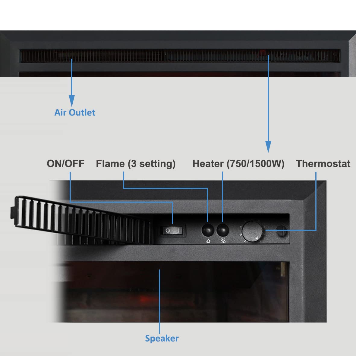 Puraflame Western Electric Fireplace Insert With Fire Crackling Sound, Remote Control, 750/1500W, Black, 25 63/64 Inches Wide, 2