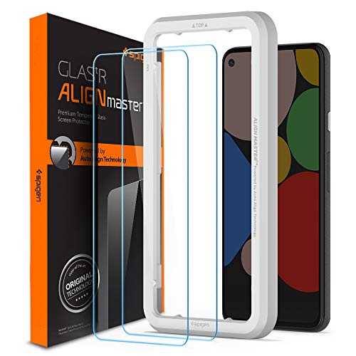 Spigen Tempered Glass Screen Protector Glastr Alignmaster] Designed For Pixel 5 (2020)   2 Pack