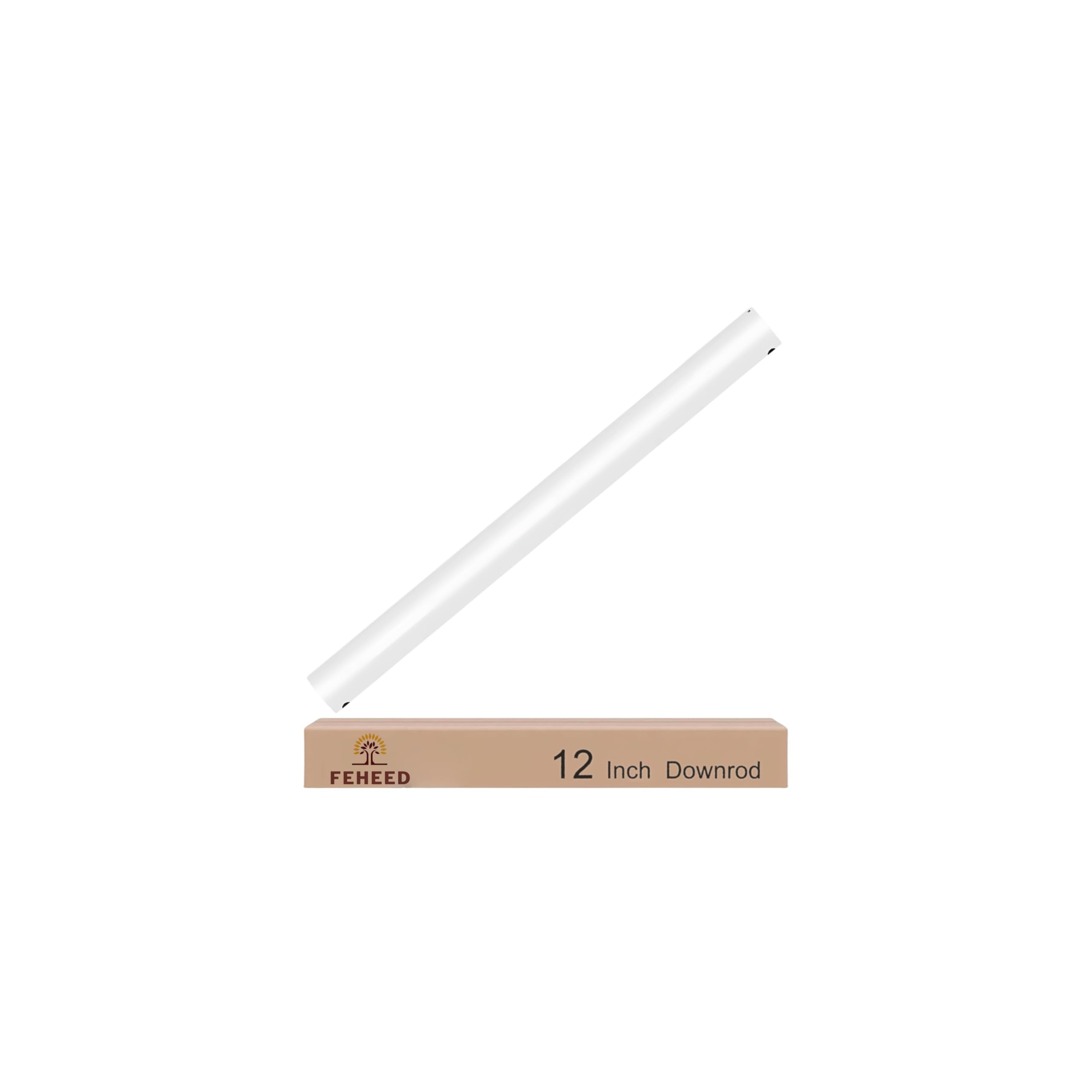 12 Inch Ceiling Fan Downrod, 1 Diameter White Ceiling Fan Extension Rod (No Threads),Universal Down Rods for Ceiling Fans,Easy I