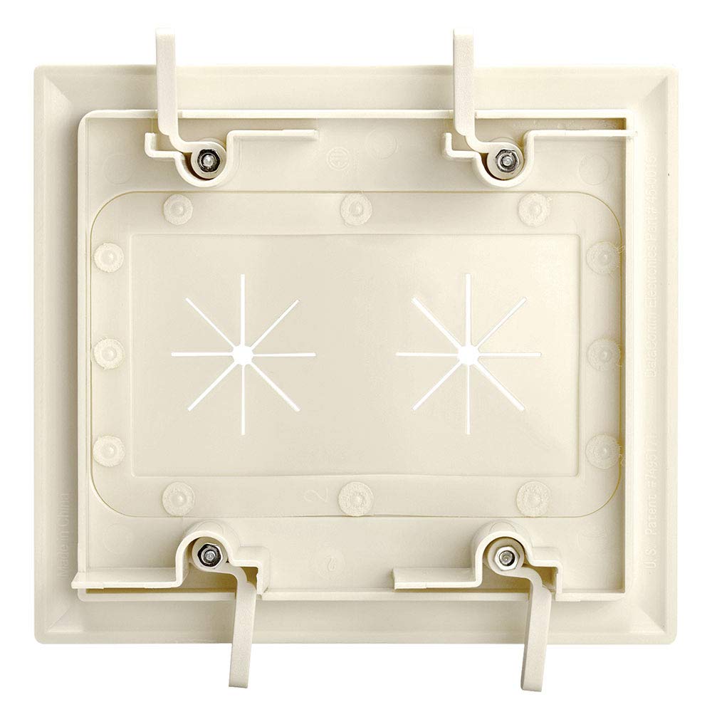 Cmple   Cable Plate With Flexible Opening, 2 Gang   Lite Almond