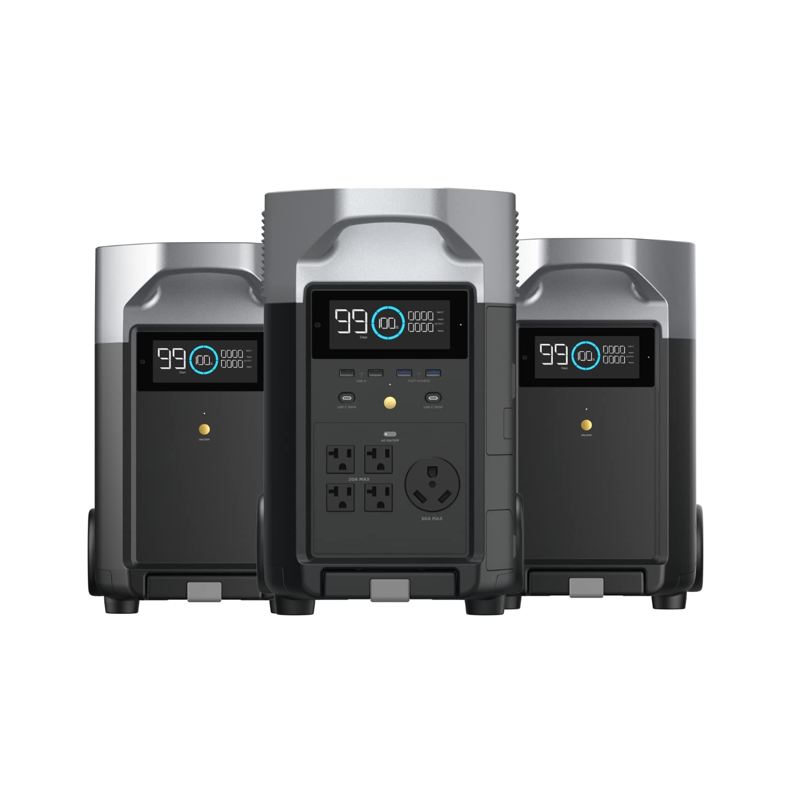 Ef Ecoflow 10.8Kwh Portable Power Station: Delta Pro With 2 Extra Battery, 120V Lifepo4 Battery Backup With Expandable Capacity,