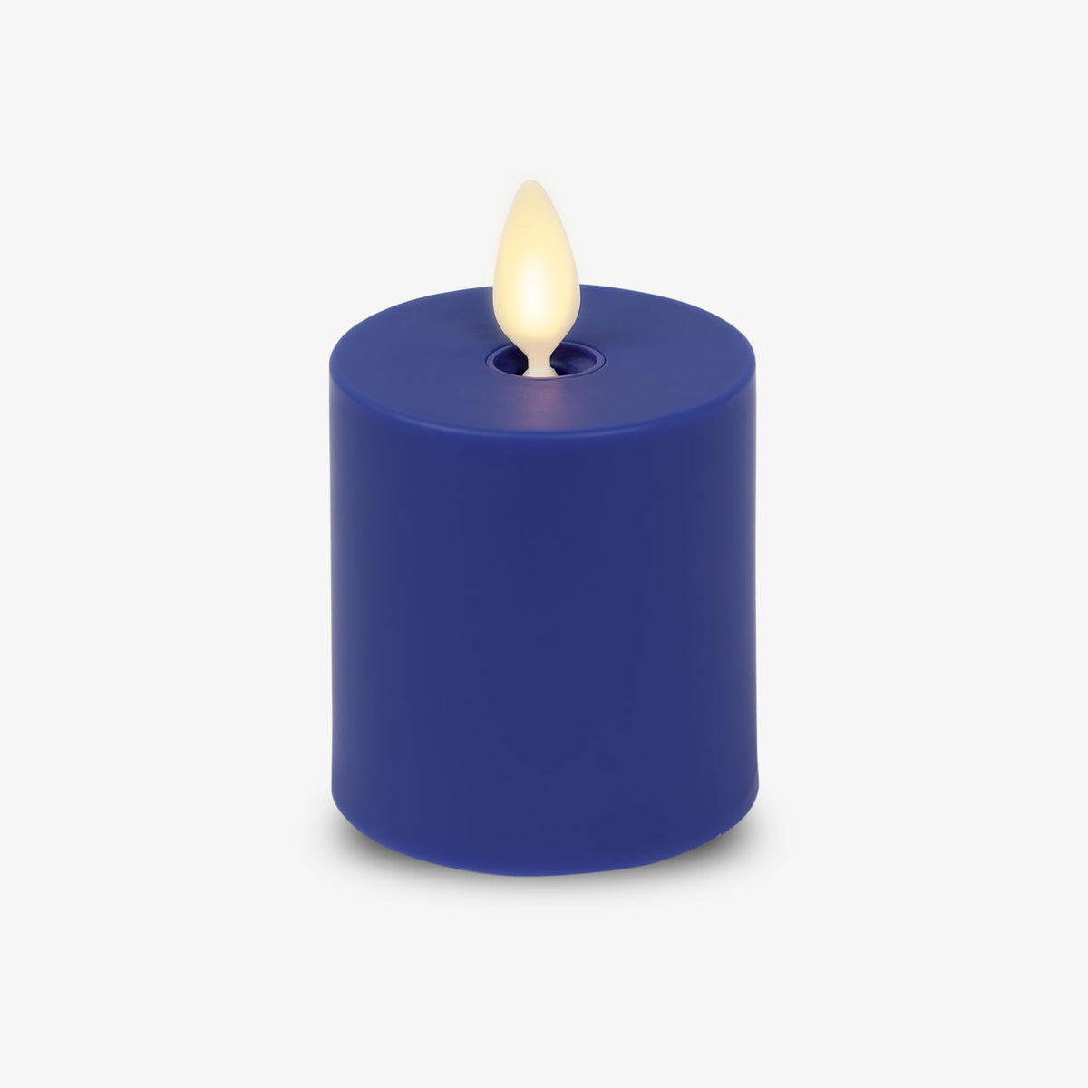 Luminara Outdoor Votive Flameless Led Candle, Vivid Ultramarine 2'' X 3.2'', Moving Flame Battery Operated Timer Remote Ready Ip