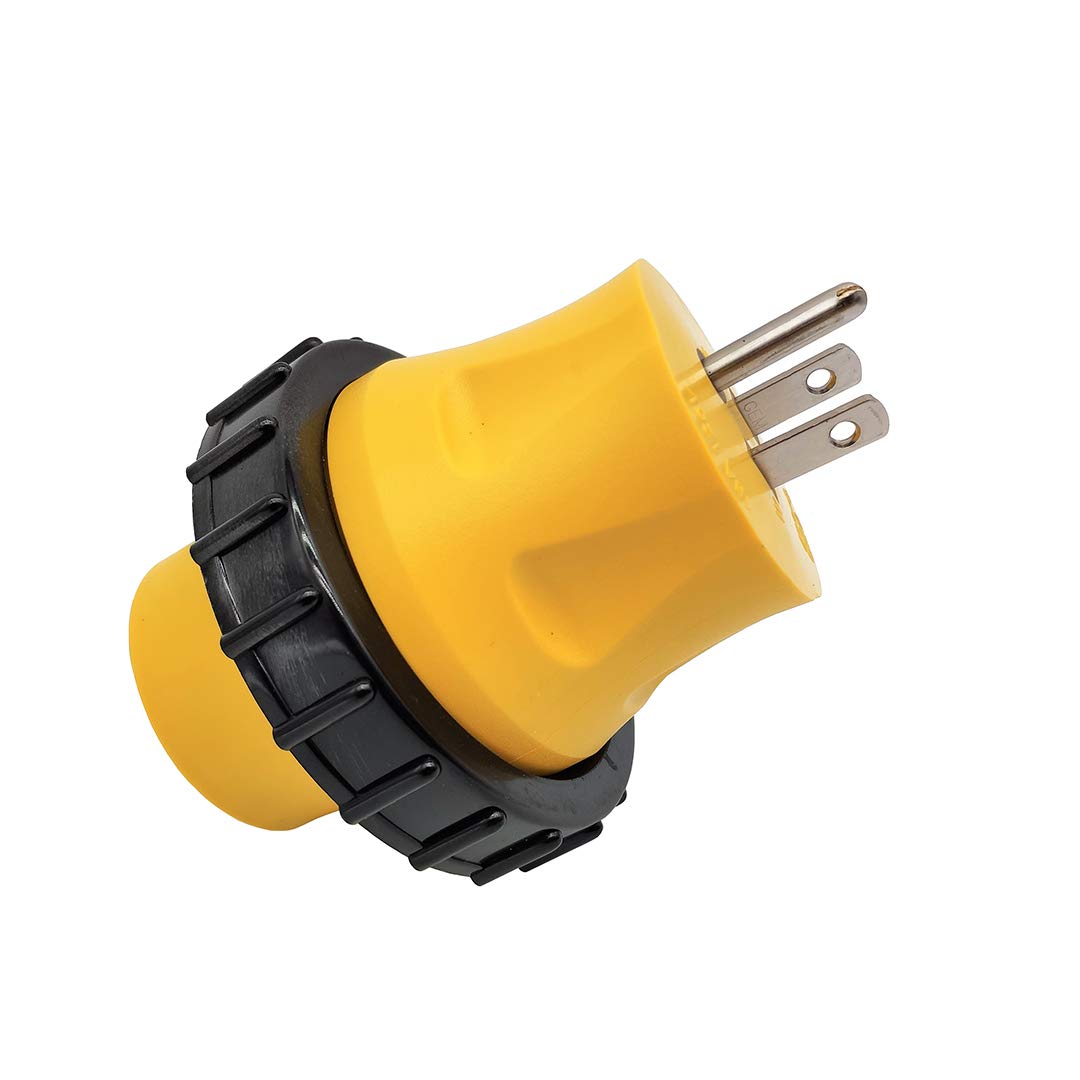 Parkworld 691685 Shore Power Adapter Household 15A 5 15 Plug To Rv Twist Lock 30A Socket L5 30 Receptacle With Locking Ring (Adapter)