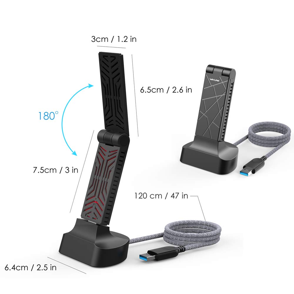 Wavlink Usb Wifi Adapter For Desktop Pc, Ac1900 Wifi Adapter Dual Band 2.4Ghz/5Ghz Wireless Network Adapter For Laptop, Support
