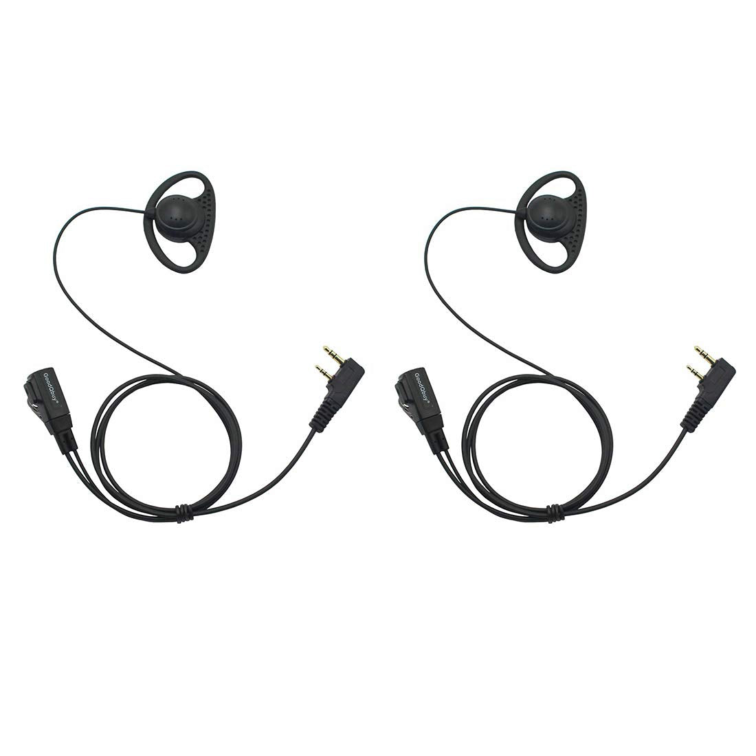Goodqbuy D Shape Clip-Ear Headset Earpiece Ptt With Mic Is Compatible With Retevis H-777 Rt21 Rt22 Rt27 Rt-5R Kenwood Puxing Baofeng Uv-5R Bf-888S 666S 2 Way Radio (2 Pcs)