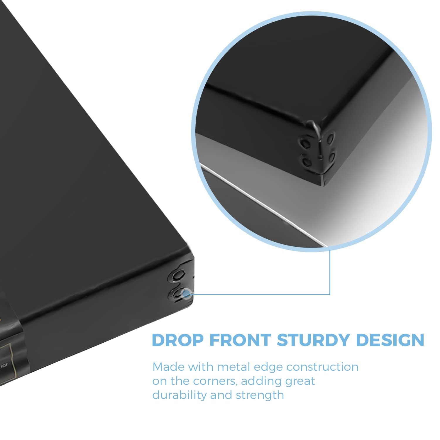 Lineco Museum Archival Storage Box, 13.75X19.75X1.5 In. Drop Front Design. Acid Free With Metal Edge. Organize Photos, Pictures, Prints, Documents, Crafts, Diy. Black, 1 Pack