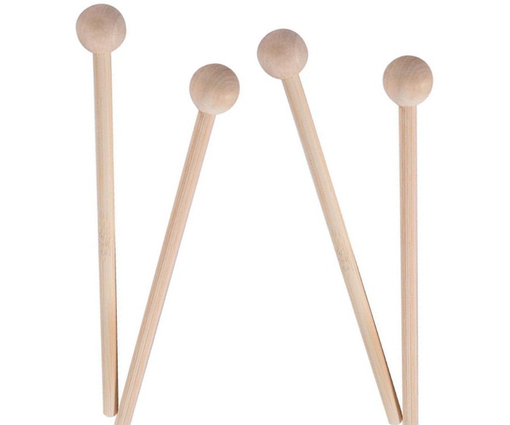 2 Pairs 20cm/7.8 Length Round Head Musical Instruments Wood Mallets Percussion Sticks Hammer for Energy Chime Xylophone Wood B