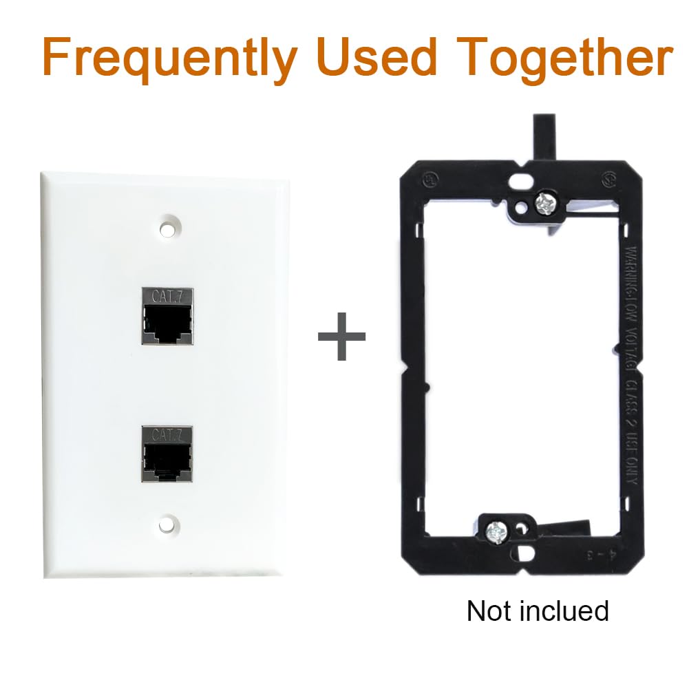 Boplat 2 Port Ethernet Cat7 Wall Plate Female To Female   Double Shielded Network Cat 7 Rj45 Keystone Jack Outlet Wallplate For