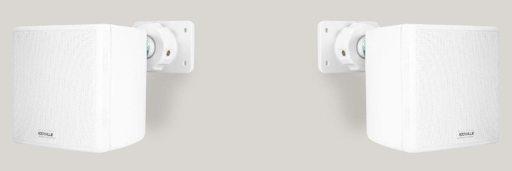 Rockville Cube White Pair Of 3.5 Home Theater Wall Speakers+Swivel Brackets,Black