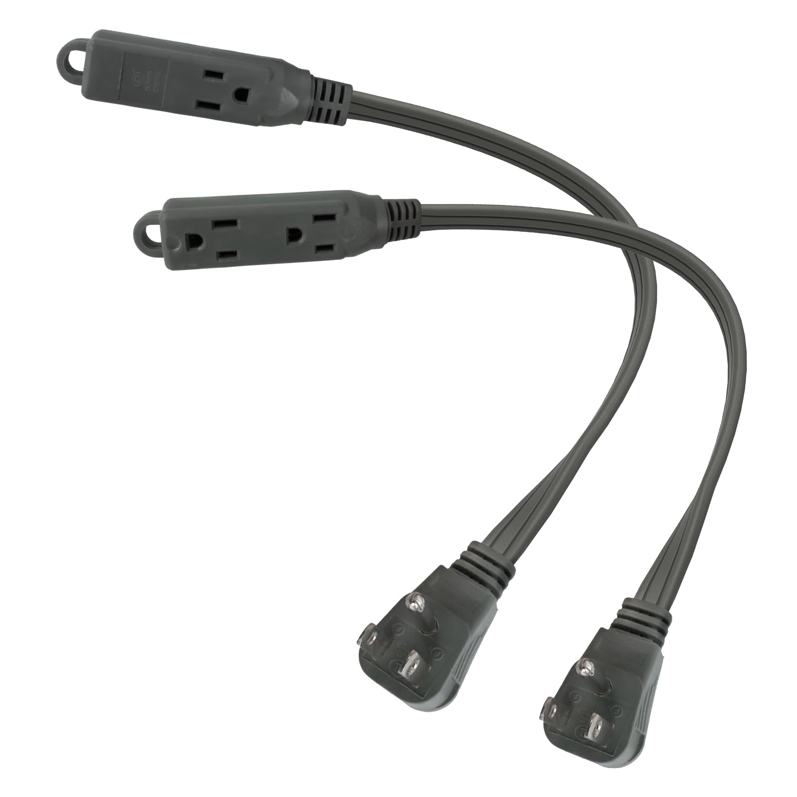 Ep 1 Ft 3 Outlet Extension Cord With Flat Plug, 3 Prong Grounded, 16/3 Spt 3 Power Cable For Indoor Use, Grey, 2 Pack