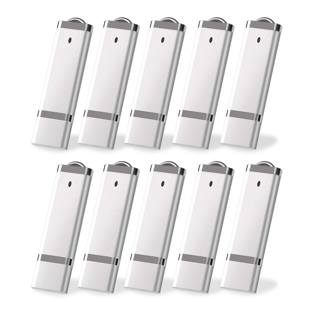 KEXIN 10 Pack 32 GB Flash Drive 32GB USB Flash Drive Thumb Drive USB2.0 Metal Pen Shape Memory Stick Silver 10 Pack