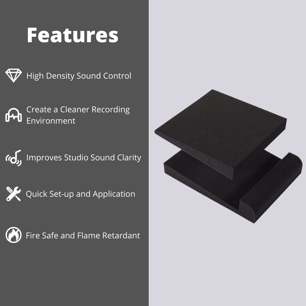 True North Studio Monitor Isolation Pads Pair (6.5 8 Inch Speaker Isolation Pads)   Studio Monitor Pads   Sound Pads   Bookshelf