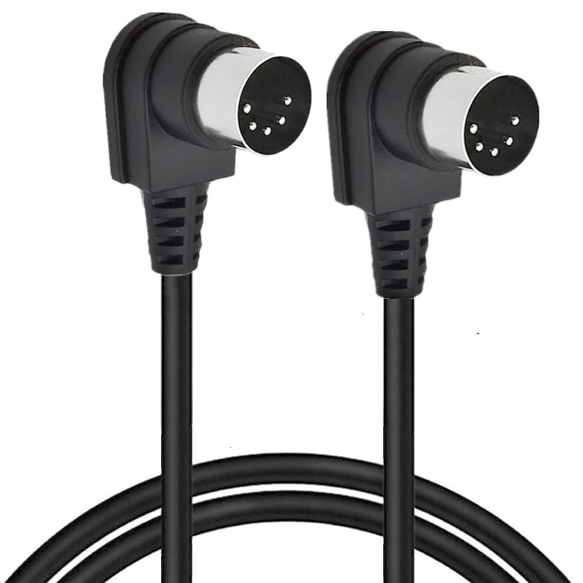 Glhong 90 Degree Angle Midi 5 Pin Din Cable, Right Angle Doul 90 Degree Din 5 Pin Male To Male Midi Audio Cable For Music Mixer,Midi Device (1 Meter/ 3.3 Ft)