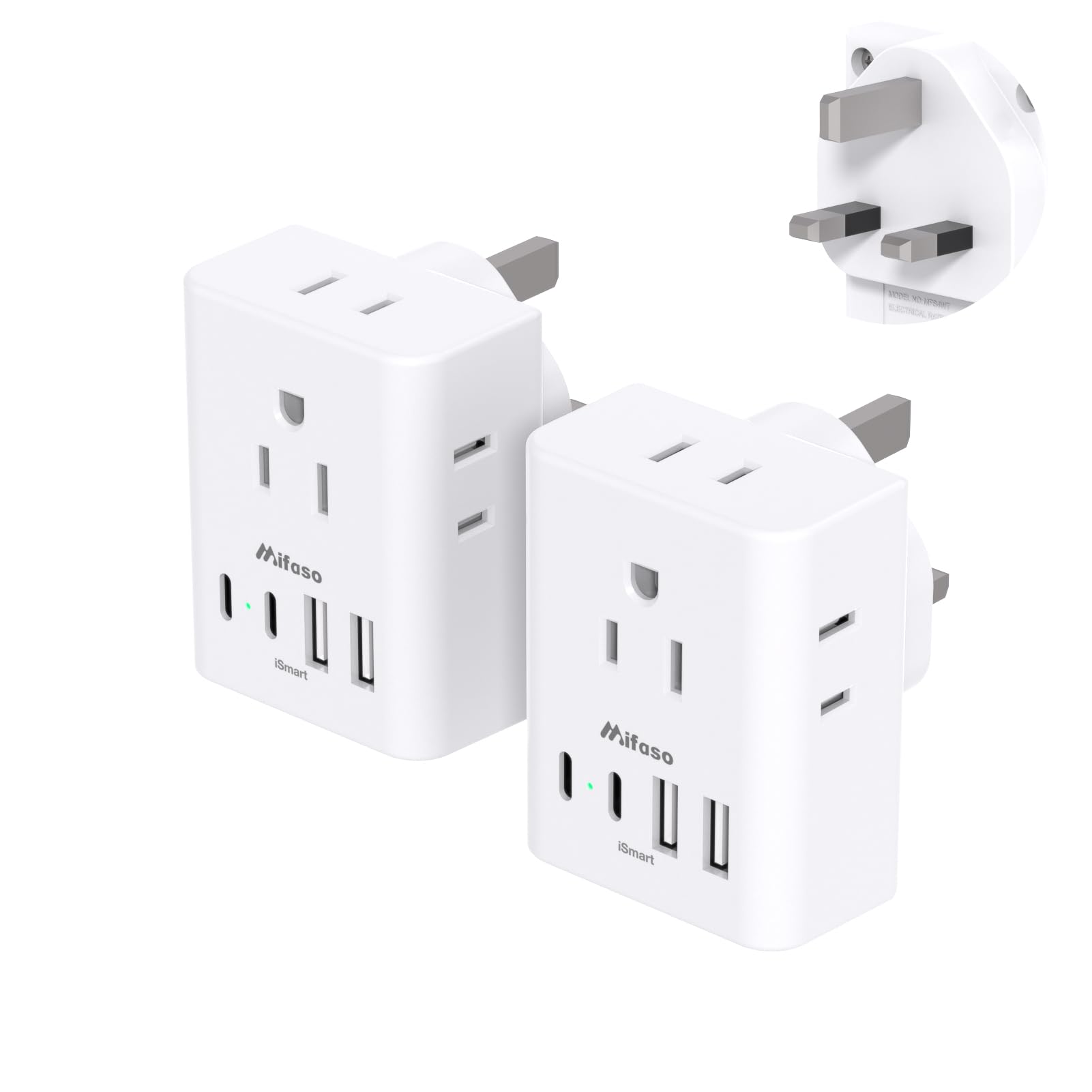 2 Pack Us To Uk Ireland Travel Plug Adapter, Type G Plug Adapter With 4 Outlets 4 Usb Ports (2 Usb C), Uk Power Adapter For Usa