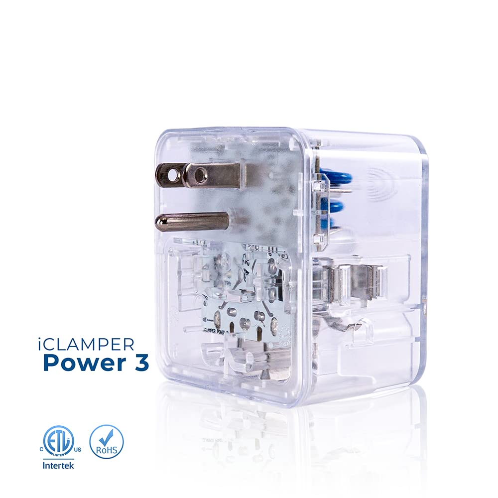 Clamper 3 Outlet Surge Protector 1800 Joules, 1875W, For Tv, Pc, Xbox, Ps5, Refrigerators And Other Appliances (Compact Wall Sur