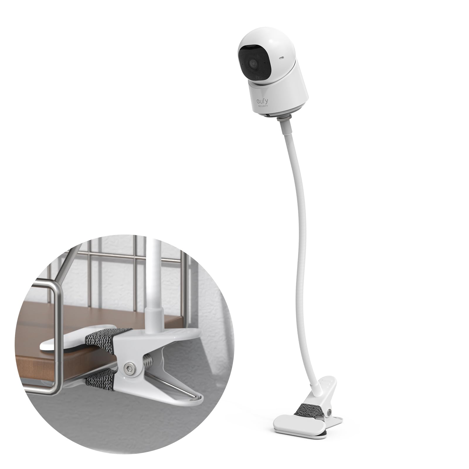 HOLACA Clip Mount for eufy Indoor Cam C210/C220 E30 E220 Stand Bracket with 1/4 Threaded Hole Holder for Crib Nursery Pillars (W