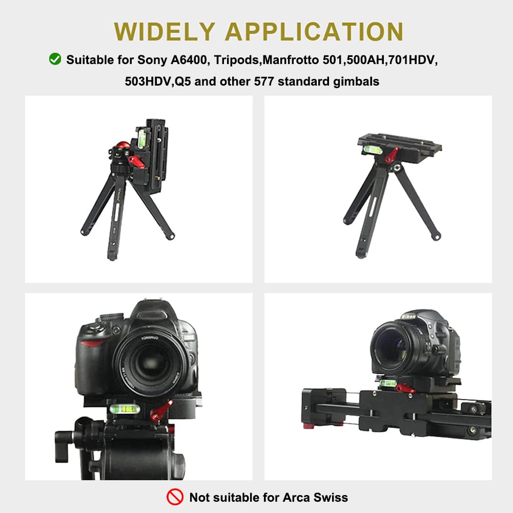 Utebit P200 Quick Release Plate   Aluminum Alloy Camera Tripod Base Plate With 1/4' And 3/8' Screw Hole Compatible With Sony A6400 Manfrotto Only