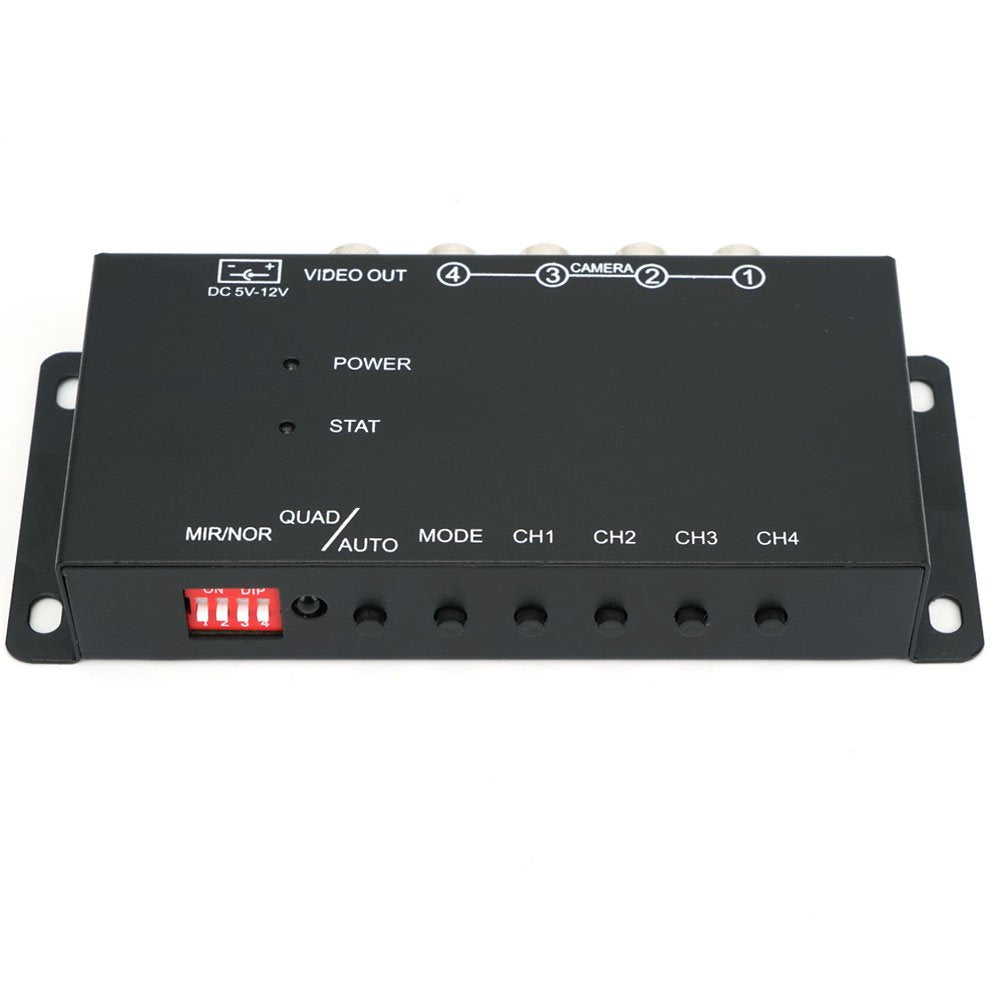 Toughsty 4Ch Mini Color Video Quad Splitter Multiplexer Processor Switcher For Cctv Security Camera