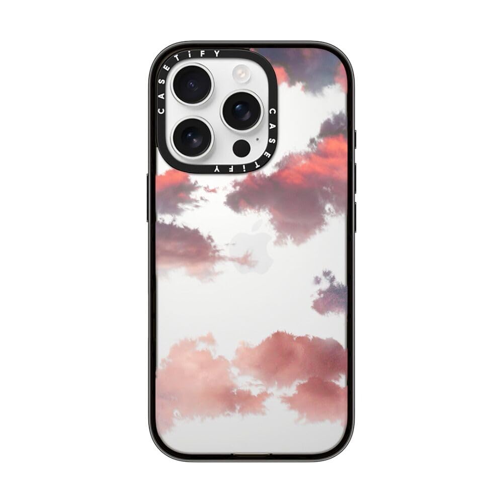 Casetify Compact Case For Iphone 16 Pro [Lightweight / 4 Ft. 2X Military Grade Drop Protection/Slim]   Clouds (Red)   Clear Blac