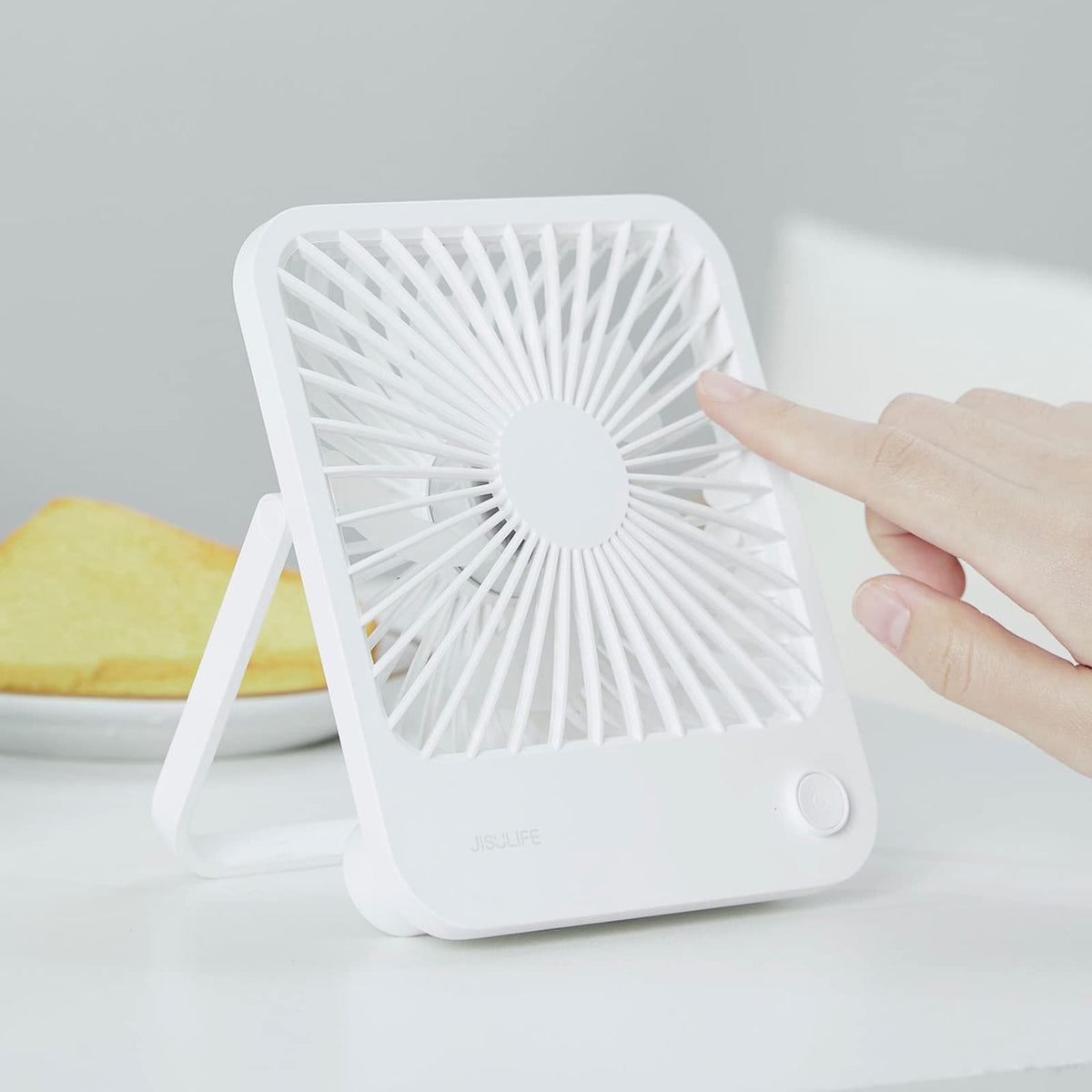 Jisulife Small Desk Fan Battery Operated Small Fan,180 Foldable Portable Fan, 4 Speeds Adjustable Ultra Quiet For Home Office Tr