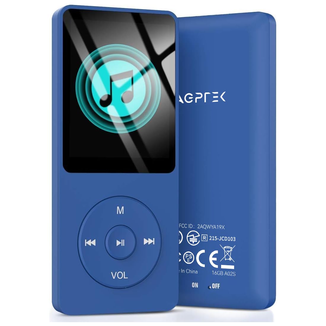 Agptek A02S 16Gb Mp3 Player, 70 Hours Playback Lossless Sound Music Player, Supports Up To 128Gb, Dark Blue