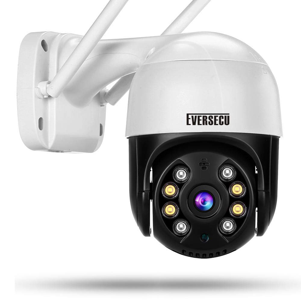 Eversecu Outdoor Ptz Security Camera, 1080P Home 2.4Ghz Wifi Ip Surveillance Camera, Two Way Audio Motion Detection Night Vision