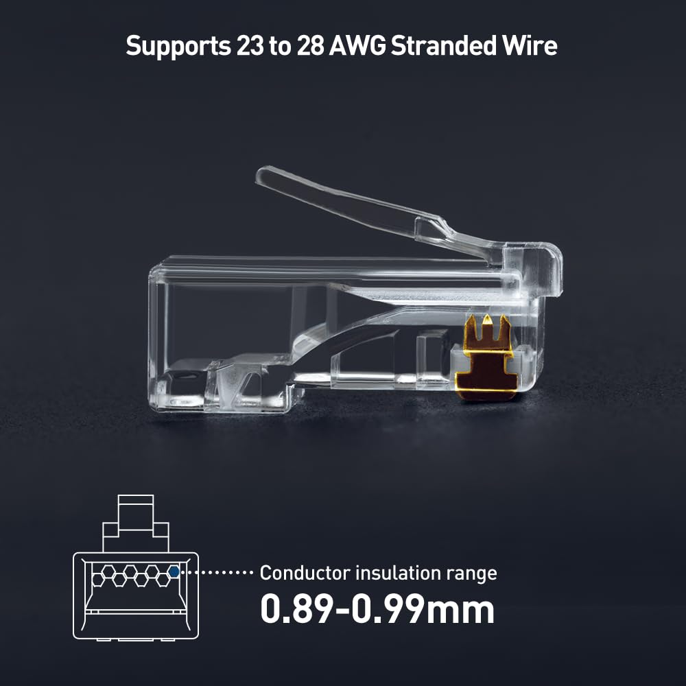 Cable Matters 100 Pack CAT6 RJ45 Modular Plugs (RJ45 Connectors / Cat6 Connector / Cat6 RJ45 Ends / RJ45 Plugs), for Solid or Stranded UTP Cable